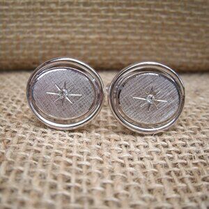 Vintage Anson Rhinestone Silver Cufflinks
